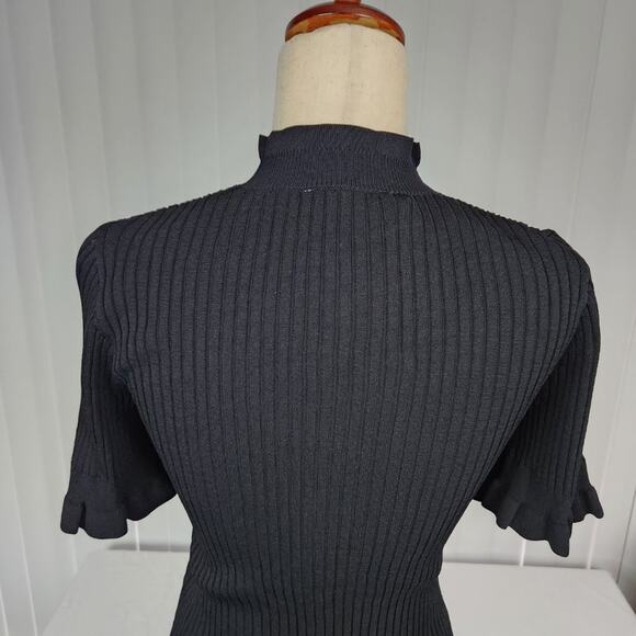 Cooper St Hilton Knit Top High Neck Short Sleeve Black Women's Small New Sample - Picture 5 of 11